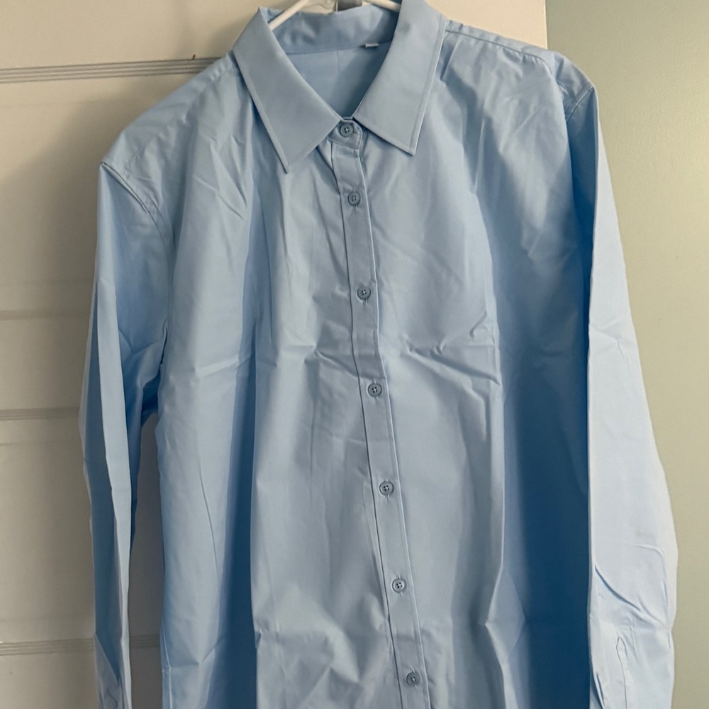 Light Blue Men's Button Down Shirt 2XL
